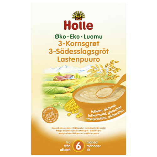 Image of Holle 3-Kornsgrød økologisk fra 6 måneder 250 gr