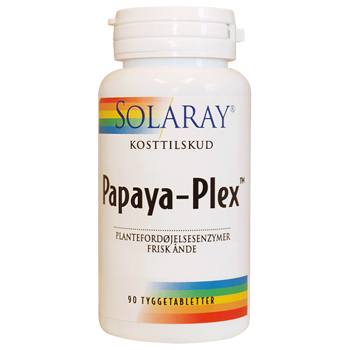 Image of Papaya Plex tyggetabletter Solaray - 90 stk.